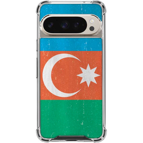 Azerbaijan Flag Distressed Pixel 9 Pro XL Clear Case